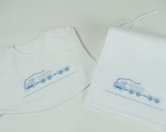 Blue Choo Choo - Bib & Nappie Set
