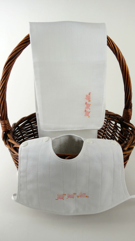 Pink Chicks - Bib & Nappie Set