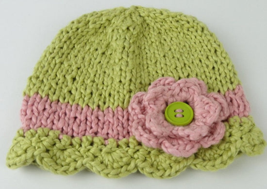 The Katie Hat in Sage & Rosie Pink